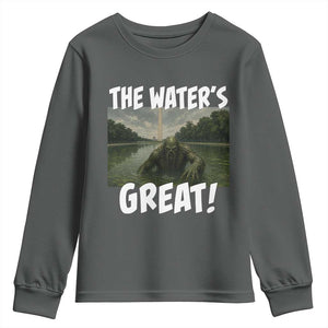 The Water is Great Swamp Monster Reflecting Pool Youth Sweatshirt Funny Washington DC Algae Creature Meme