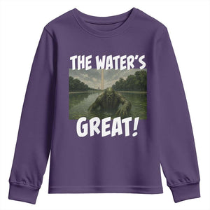 The Water is Great Swamp Monster Reflecting Pool Youth Sweatshirt Funny Washington DC Algae Creature Meme