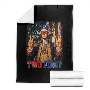 Two Fiddy George Washington Peace Signs Throw Blanket Funny Semiquincentennial Hip Hop Style President
