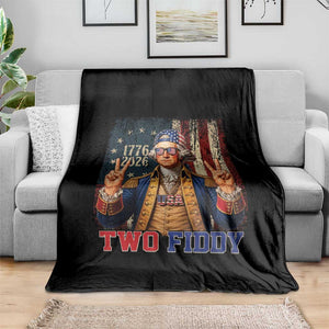 Two Fiddy George Washington Peace Signs Throw Blanket Funny Semiquincentennial Hip Hop Style President