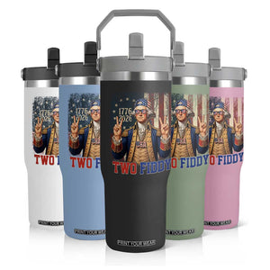 Two Fiddy George Washington Peace Signs Flip Straw Tumbler Funny Semiquincentennial Hip Hop Style President