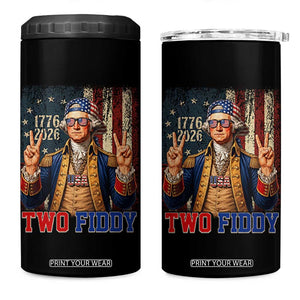 Two Fiddy George Washington Peace Signs 4 in 1 Can Cooler Tumbler Funny Semiquincentennial Hip Hop Style President