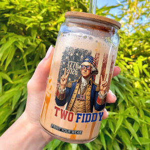 Two Fiddy George Washington Peace Signs Glass Can Funny Semiquincentennial Hip Hop Style President