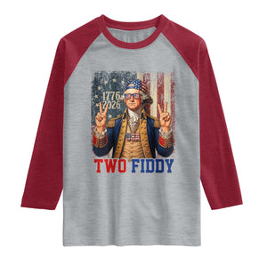Two Fiddy George Washington Peace Signs Raglan Shirt Funny Semiquincentennial Hip Hop Style President
