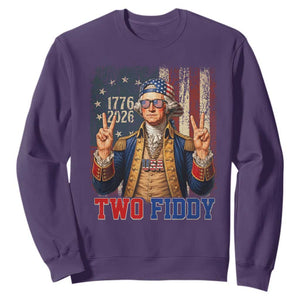 Two Fiddy George Washington Peace Signs Sweatshirt Funny Semiquincentennial Hip Hop Style President