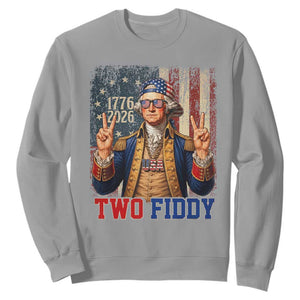 Two Fiddy George Washington Peace Signs Sweatshirt Funny Semiquincentennial Hip Hop Style President