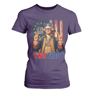 Two Fiddy George Washington Peace Signs T Shirt For Women Funny Semiquincentennial Hip Hop Style President