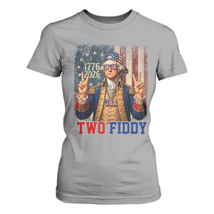 Two Fiddy George Washington Peace Signs T Shirt For Women Funny Semiquincentennial Hip Hop Style President