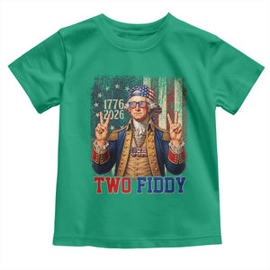 Two Fiddy George Washington Peace Signs Toddler T Shirt Funny Semiquincentennial Hip Hop Style President