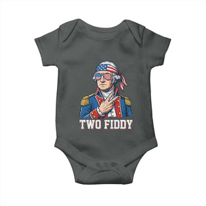 Two Fiddy George Washington Bandana Baby Onesie Funny Cool Sunglasses American Flag Headband Peace Sign Patriotic