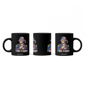 Two Fiddy George Washington Bandana Coffee Mug Funny Cool Sunglasses American Flag Headband Peace Sign Patriotic
