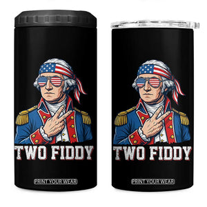 Two Fiddy George Washington Bandana 4 in 1 Can Cooler Tumbler Funny Cool Sunglasses American Flag Headband Peace Sign Patriotic
