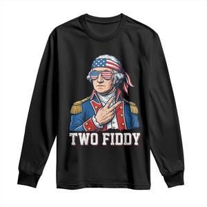 Two Fiddy George Washington Bandana Long Sleeve Shirt Funny Cool Sunglasses American Flag Headband Peace Sign Patriotic