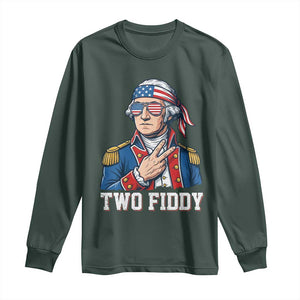 Two Fiddy George Washington Bandana Long Sleeve Shirt Funny Cool Sunglasses American Flag Headband Peace Sign Patriotic