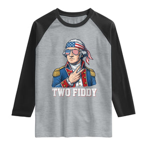 Two Fiddy George Washington Bandana Raglan Shirt Funny Cool Sunglasses American Flag Headband Peace Sign Patriotic