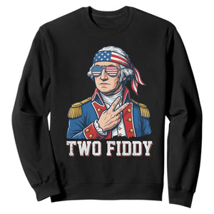 Two Fiddy George Washington Bandana Sweatshirt Funny Cool Sunglasses American Flag Headband Peace Sign Patriotic