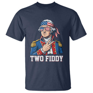 Two Fiddy George Washington Bandana T Shirt Funny Cool Sunglasses American Flag Headband Peace Sign Patriotic