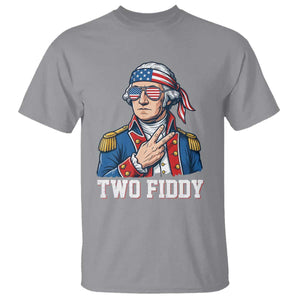 Two Fiddy George Washington Bandana T Shirt Funny Cool Sunglasses American Flag Headband Peace Sign Patriotic