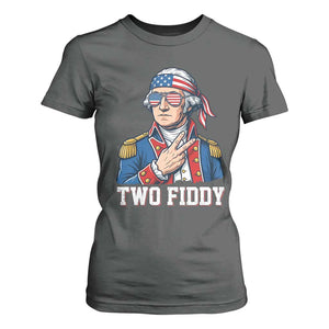 Two Fiddy George Washington Bandana T Shirt For Women Funny Cool Sunglasses American Flag Headband Peace Sign Patriotic