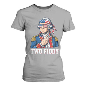 Two Fiddy George Washington Bandana T Shirt For Women Funny Cool Sunglasses American Flag Headband Peace Sign Patriotic