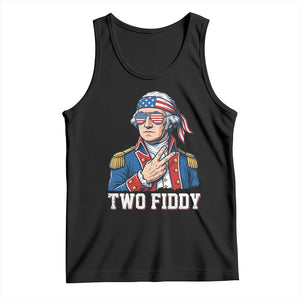 Two Fiddy George Washington Bandana Tank Top Funny Cool Sunglasses American Flag Headband Peace Sign Patriotic