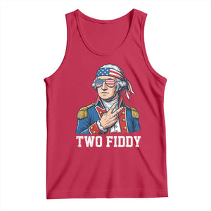 Two Fiddy George Washington Bandana Tank Top Funny Cool Sunglasses American Flag Headband Peace Sign Patriotic
