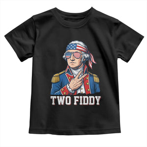Two Fiddy George Washington Bandana Toddler T Shirt Funny Cool Sunglasses American Flag Headband Peace Sign Patriotic