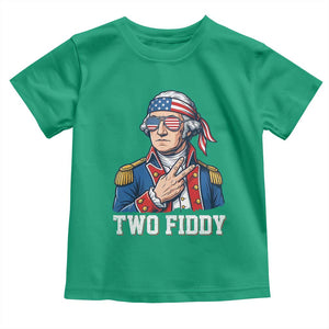 Two Fiddy George Washington Bandana Toddler T Shirt Funny Cool Sunglasses American Flag Headband Peace Sign Patriotic