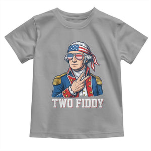 Two Fiddy George Washington Bandana Toddler T Shirt Funny Cool Sunglasses American Flag Headband Peace Sign Patriotic