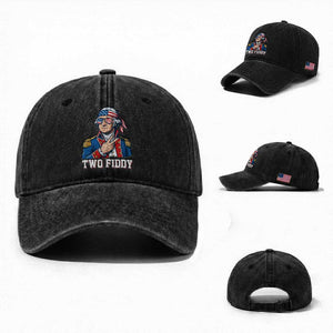 Two Fiddy George Washington Bandana Washed Cotton Baseball Cap Funny Cool Sunglasses American Flag Headband Peace Sign Patriotic