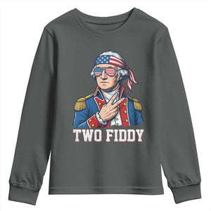 Two Fiddy George Washington Bandana Youth Sweatshirt Funny Cool Sunglasses American Flag Headband Peace Sign Patriotic