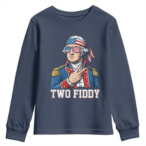 Two Fiddy George Washington Bandana Youth Sweatshirt Funny Cool Sunglasses American Flag Headband Peace Sign Patriotic