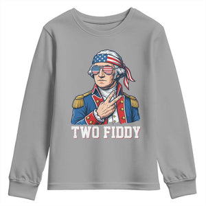 Two Fiddy George Washington Bandana Youth Sweatshirt Funny Cool Sunglasses American Flag Headband Peace Sign Patriotic