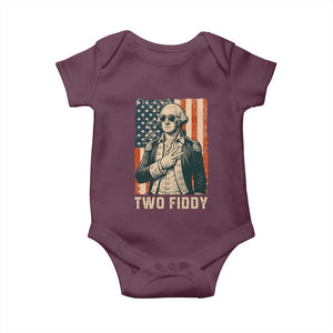 Two Fiddy Vintage George Washington Baby Onesie Funny Sunglasses Peace Sign Retro American Flag Semiquincentennial