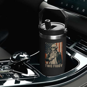 Two Fiddy Vintage George Washington Flip Straw Tumbler Funny Sunglasses Peace Sign Retro American Flag Semiquincentennial