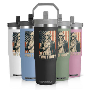 Two Fiddy Vintage George Washington Flip Straw Tumbler Funny Sunglasses Peace Sign Retro American Flag Semiquincentennial