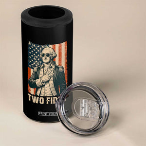 Two Fiddy Vintage George Washington 4 in 1 Can Cooler Tumbler Funny Sunglasses Peace Sign Retro American Flag Semiquincentennial