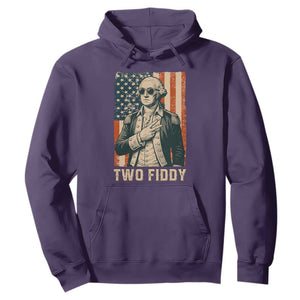 Two Fiddy Vintage George Washington Hoodie Funny Sunglasses Peace Sign Retro American Flag Semiquincentennial