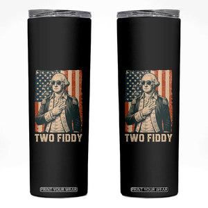 Two Fiddy Vintage George Washington Skinny Tumbler Funny Sunglasses Peace Sign Retro American Flag Semiquincentennial