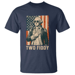 Two Fiddy Vintage George Washington T Shirt Funny Sunglasses Peace Sign Retro American Flag Semiquincentennial
