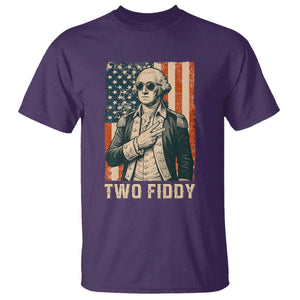 Two Fiddy Vintage George Washington T Shirt Funny Sunglasses Peace Sign Retro American Flag Semiquincentennial
