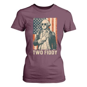 Two Fiddy Vintage George Washington T Shirt For Women Funny Sunglasses Peace Sign Retro American Flag Semiquincentennial