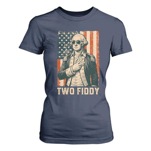 Two Fiddy Vintage George Washington T Shirt For Women Funny Sunglasses Peace Sign Retro American Flag Semiquincentennial