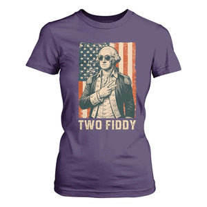 Two Fiddy Vintage George Washington T Shirt For Women Funny Sunglasses Peace Sign Retro American Flag Semiquincentennial