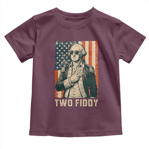 Two Fiddy Vintage George Washington Toddler T Shirt Funny Sunglasses Peace Sign Retro American Flag Semiquincentennial