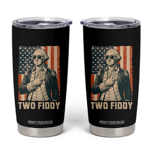 Two Fiddy Vintage George Washington Tumbler Cup Funny Sunglasses Peace Sign Retro American Flag Semiquincentennial