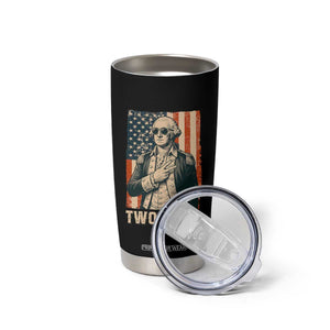 Two Fiddy Vintage George Washington Tumbler Cup Funny Sunglasses Peace Sign Retro American Flag Semiquincentennial