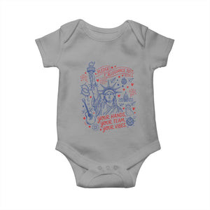 Pledge Allegiance To Your Hands Team Vibes Baby Onesie Statue of Liberty Doodle Americana Graphic