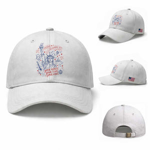 Pledge Allegiance To Your Hands Team Vibes Baseball Cap Statue of Liberty Doodle Americana Graphic
