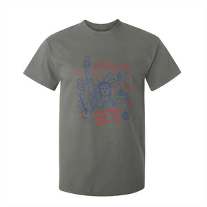 Pledge Allegiance To Your Hands Team Vibes T Shirt For Kid Statue of Liberty Doodle Americana Graphic